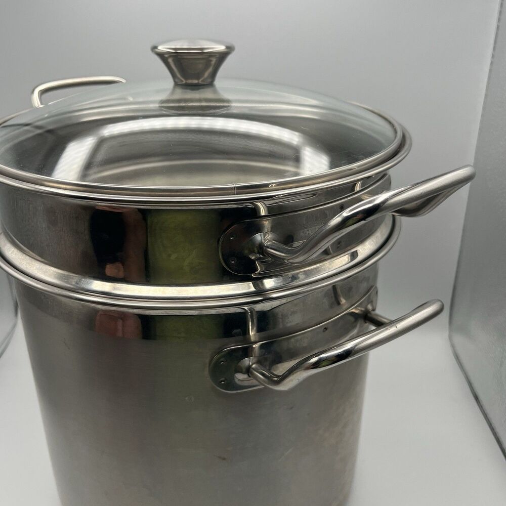 Tramontina Professional 10 Qt Stock Pot Steamer Pasta Insert Lid 18/10 SS - Picture 2 of 5